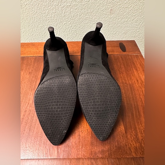 Stuart Weitzman Black Suede Stretch Boots Sock Booties Designer Heel Short Pull - Picture 9 of 15